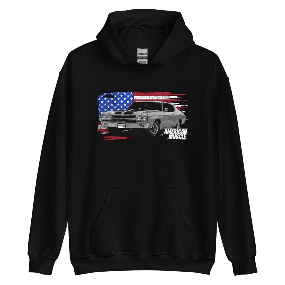 1970 Chevelle Car Hoodie Sweatshirt With American Flag