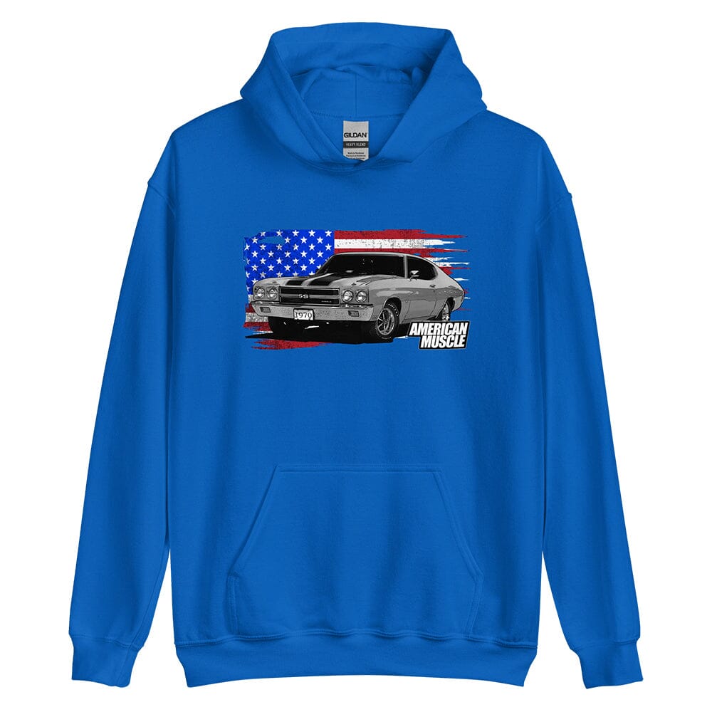 1970 Chevelle Car Hoodie Sweatshirt With American Flag