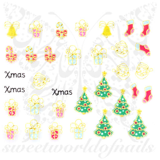 3D Metallic Christmas Nail Art Stickers Santa Tree Presents