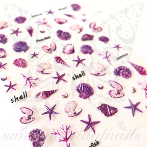 5D Embossed Shell Summer Stickers