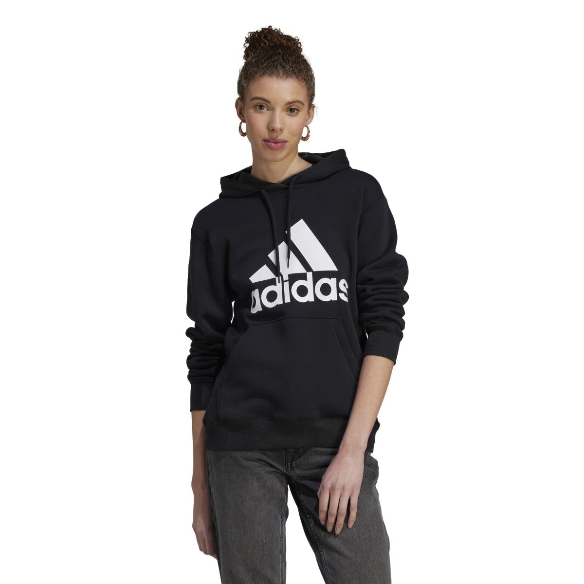 ADIDAS WOMEN'S BIG LOGO FLEECE HOOD BLACK