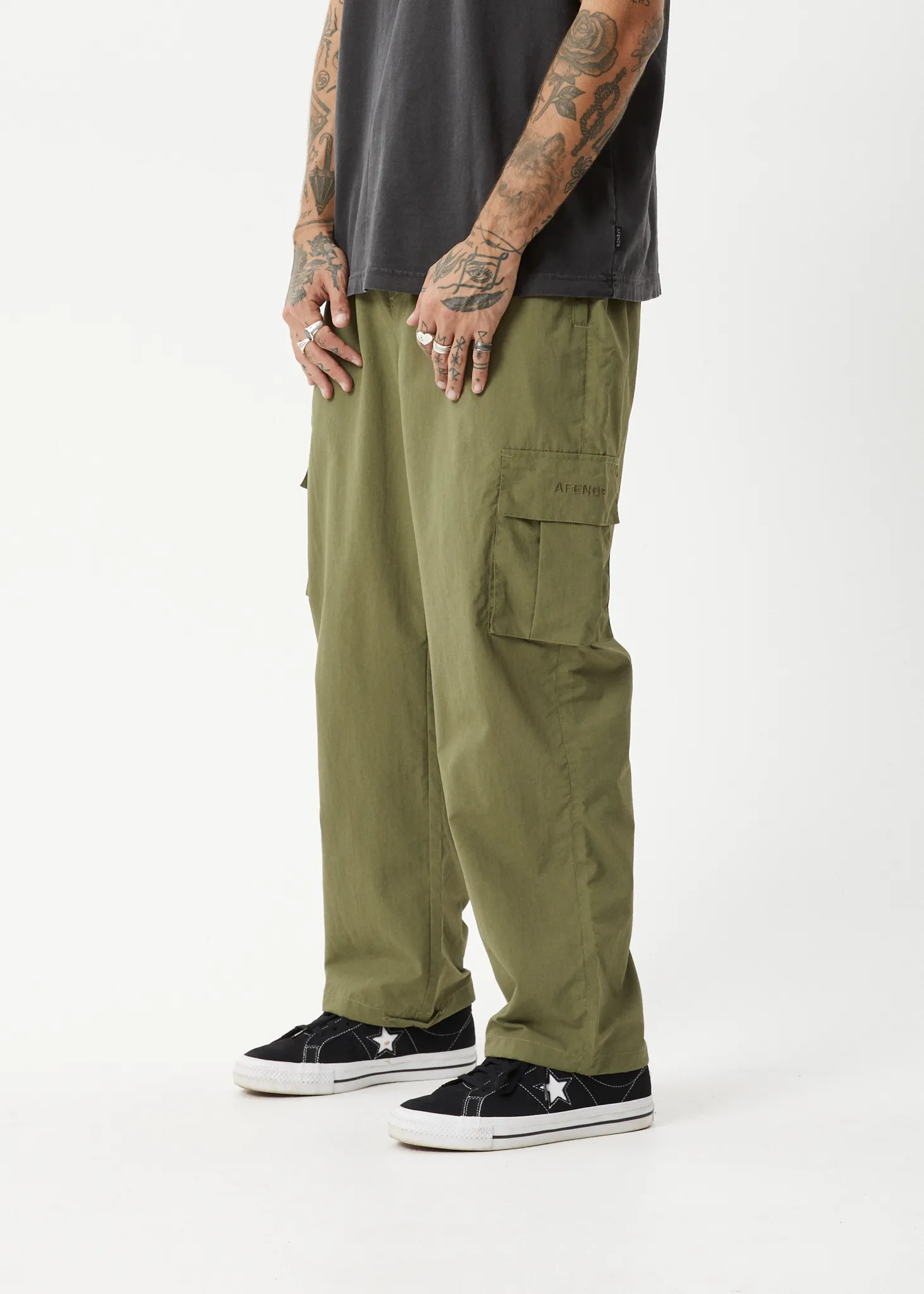 AFENDS Mens Badlands - Cargo Pants - Military