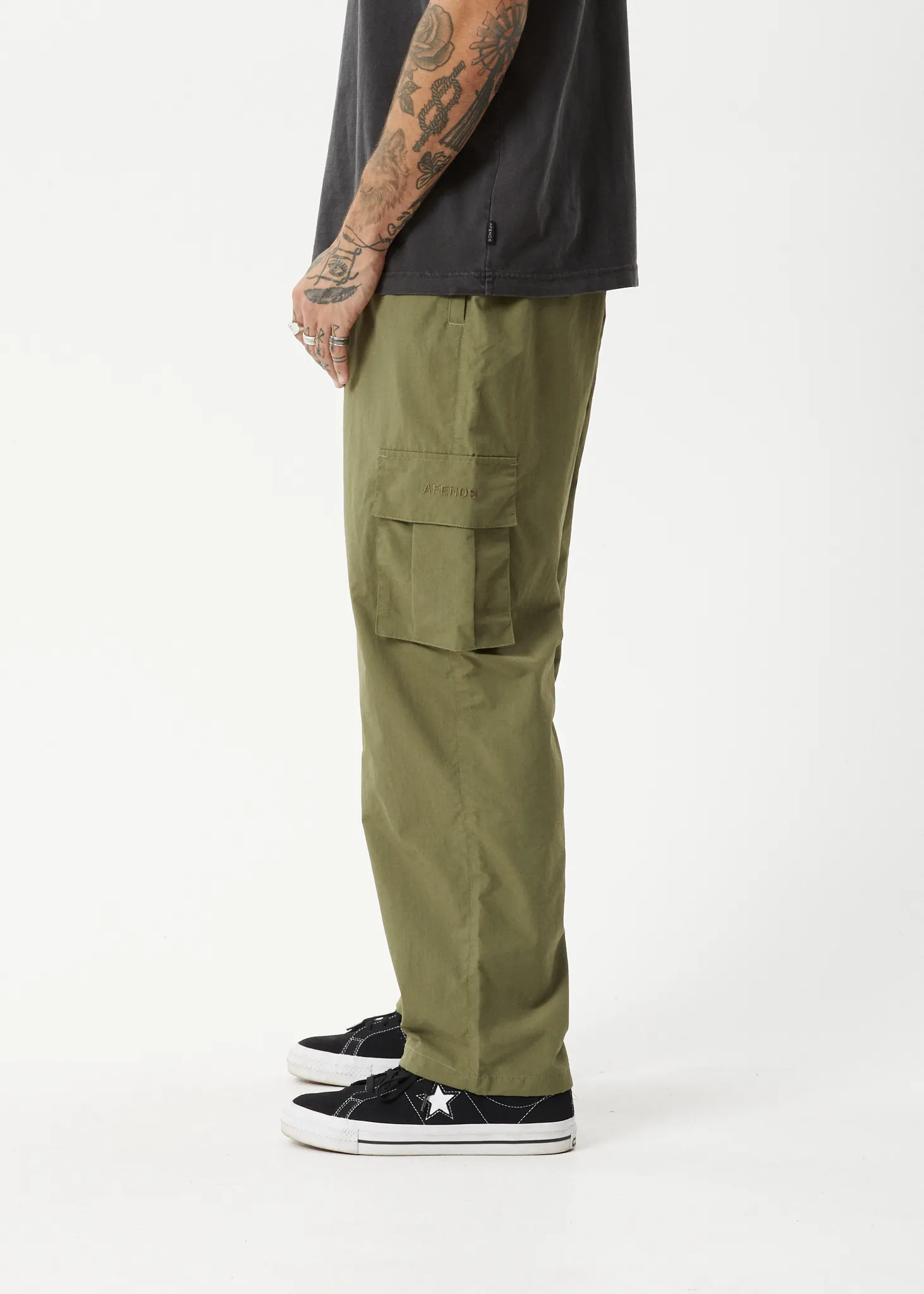 AFENDS Mens Badlands - Cargo Pants - Military