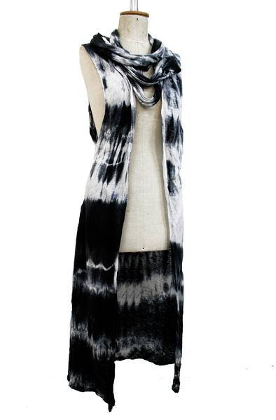 Apocalypse black smoke tie dye hooded maxi vest