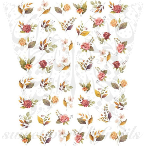 Autumn Leaves Flowers Nail Art Stickers