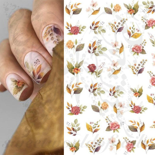 Autumn Leaves Flowers Nail Art Stickers