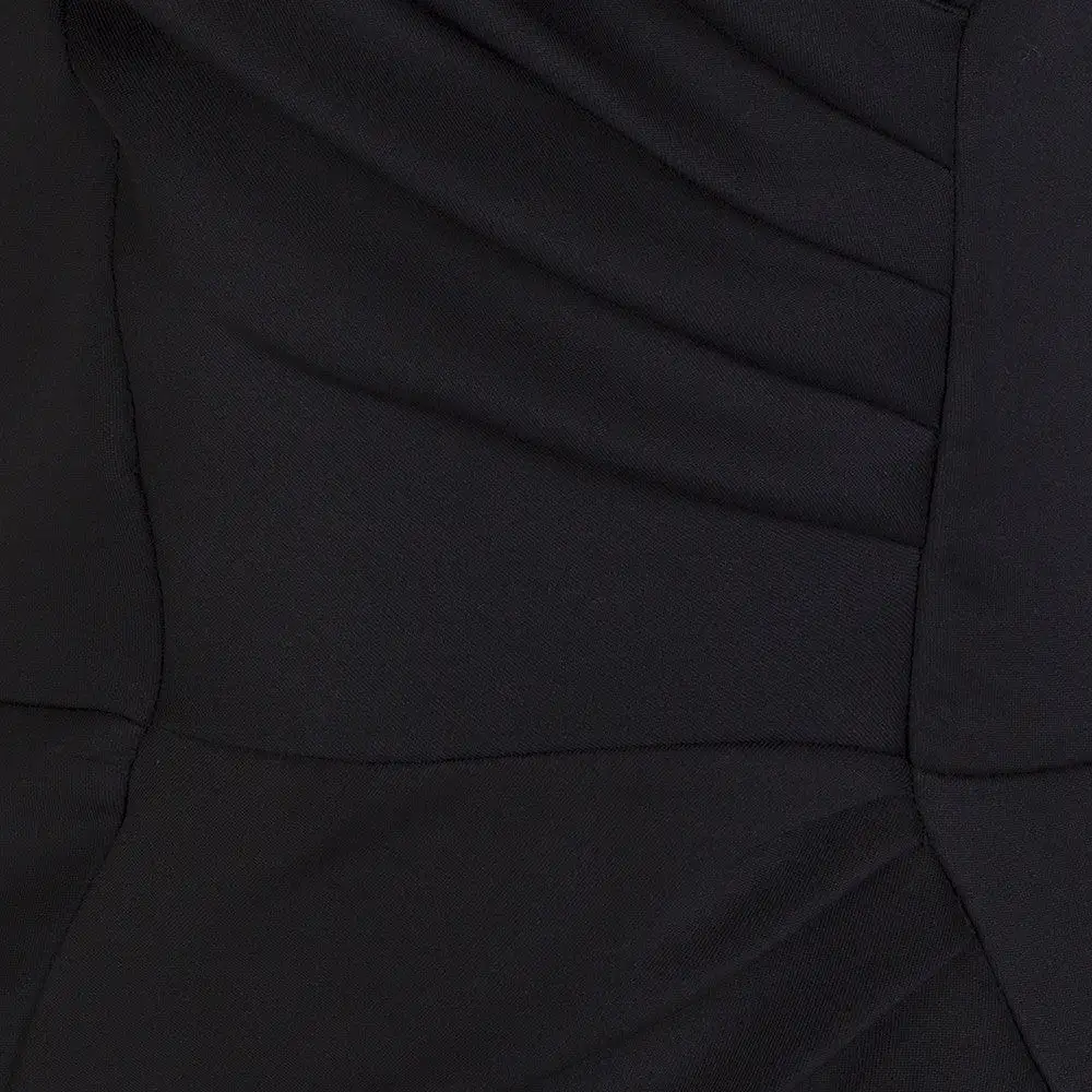 Black Capped Sleeve Bodycon Pencil Wiggle Dress