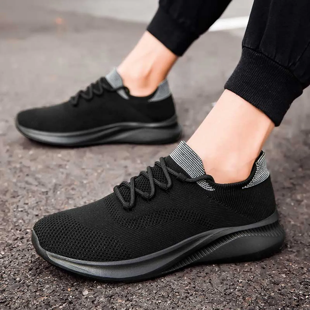 Black flyknit pattern texture sport shoe sneaker