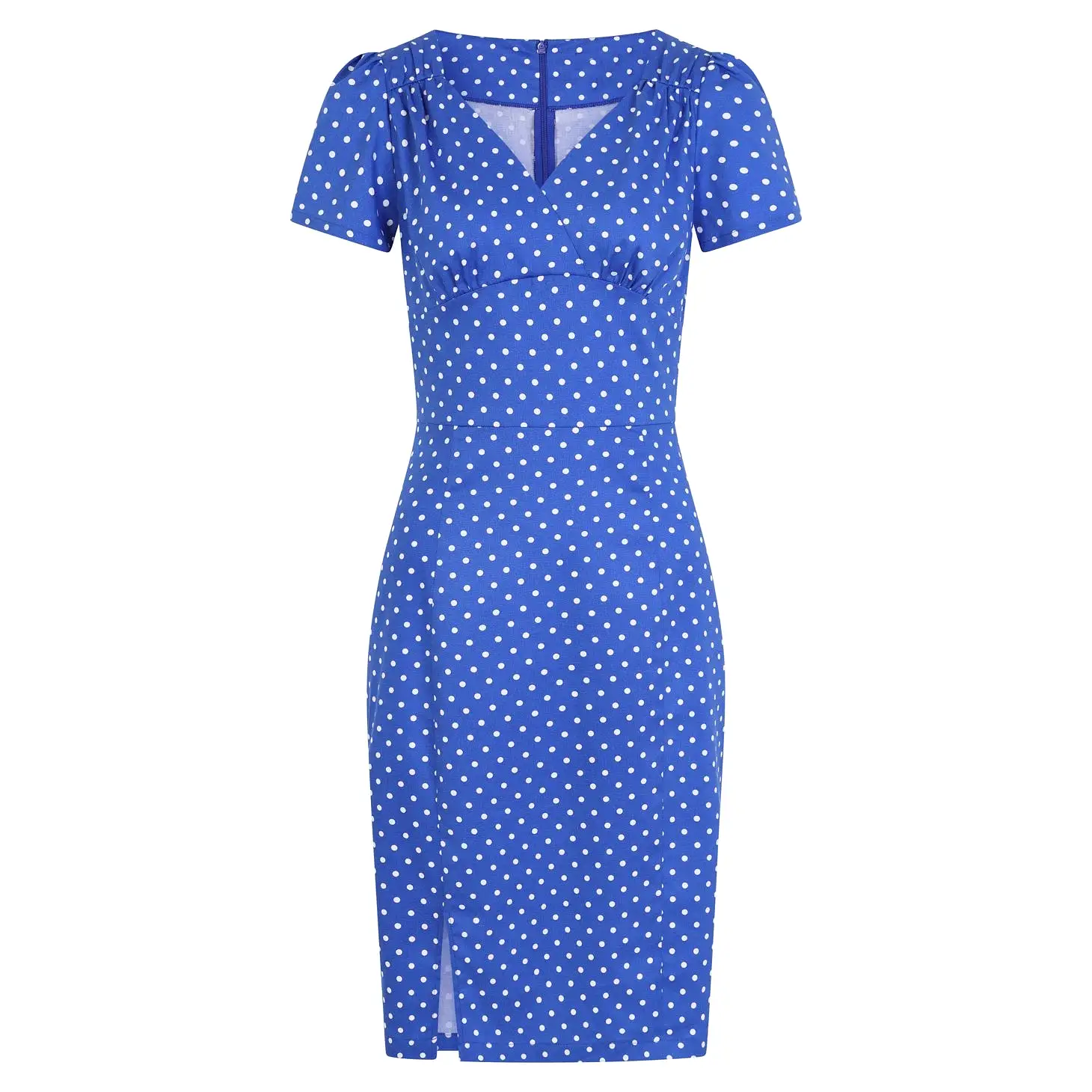 Blue And White Polka Dot 1940s Vintage Wiggle Dress