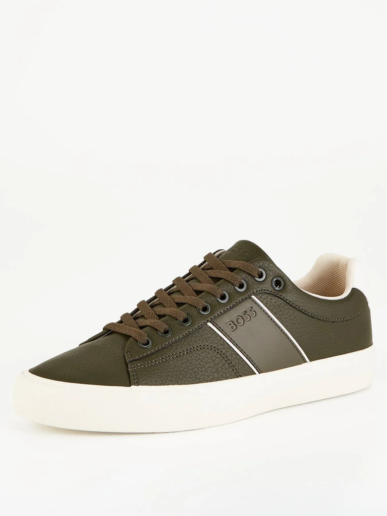 BOSS Aiden Pipe Trim Leather Lace Tennis Sneaker