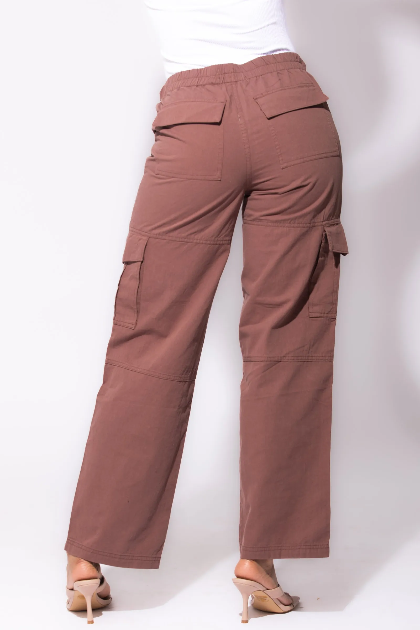 Cotton Drawstring wide leg cargo pants