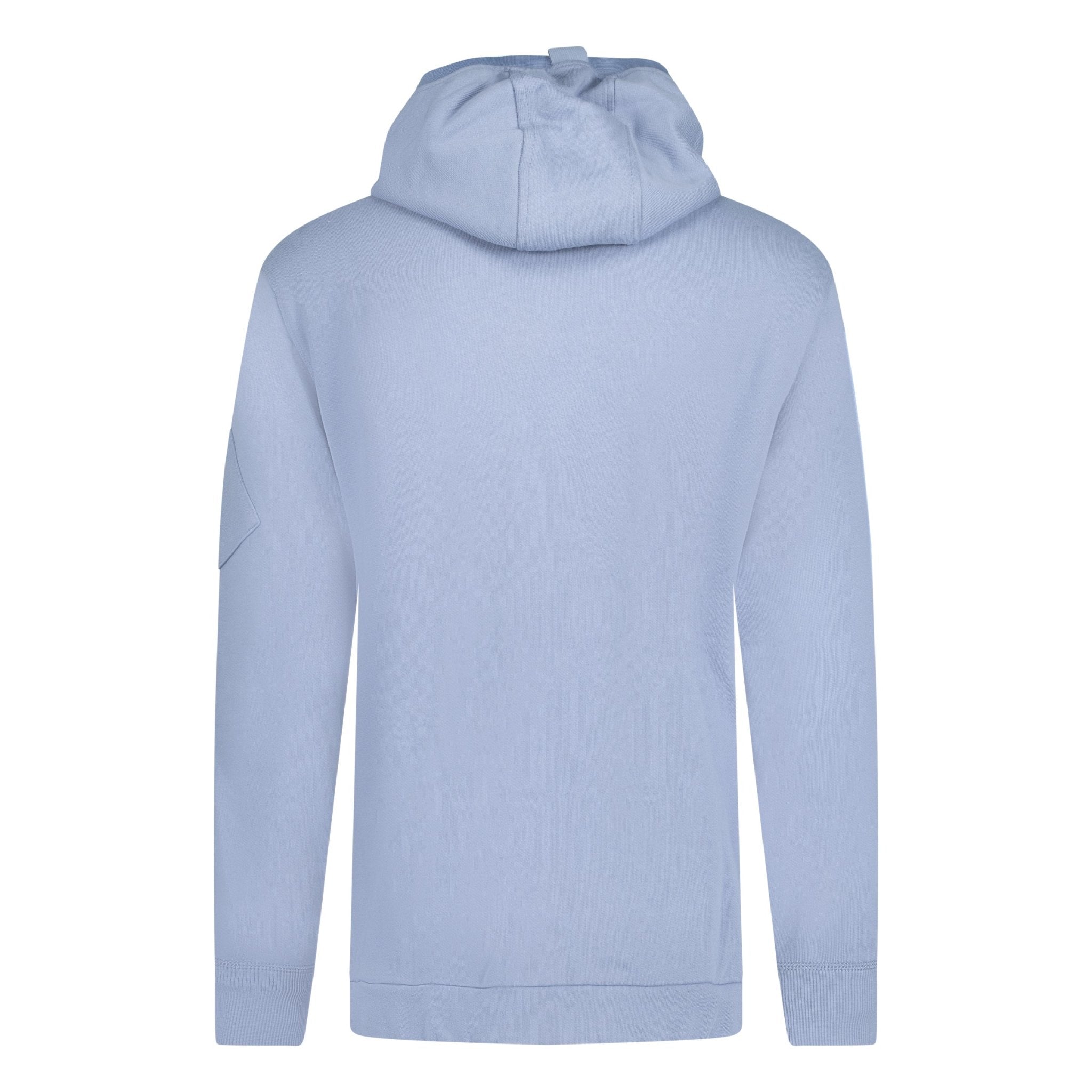 CP COMPANY BUTTON UP NECK LENS HOODIE LIGHT BLUE