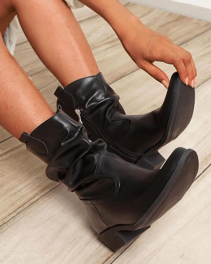 Daily Solid Color Zipper Ankle Boots