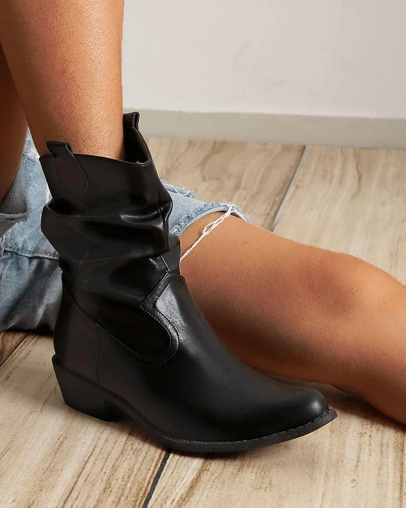 Daily Solid Color Zipper Ankle Boots