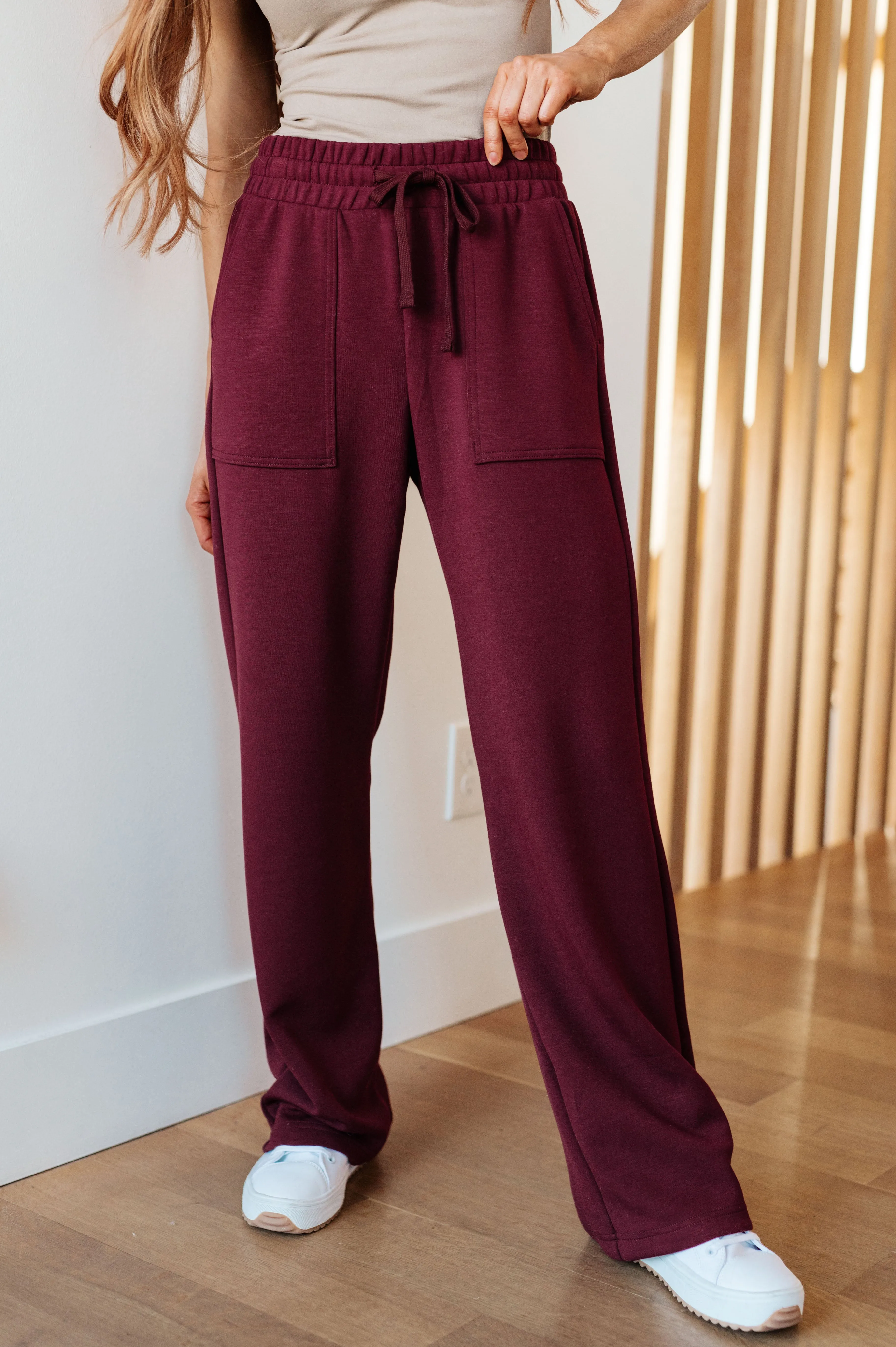 Ellie Straight Leg Pants in Wine