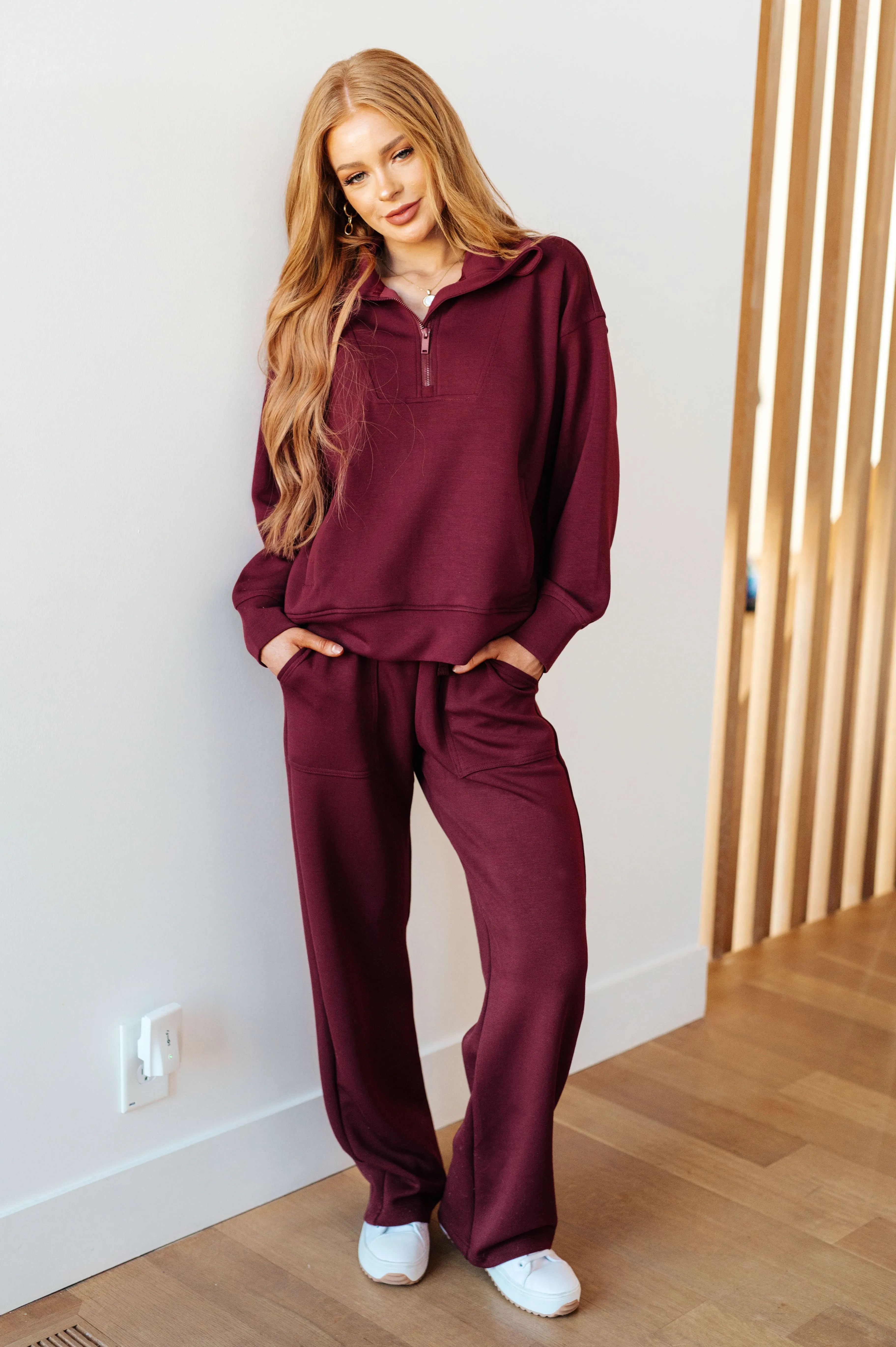 Ellie Straight Leg Pants in Wine