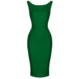 Emerald Green 40s Bodycon Sleeveless Hollywood Wiggle Dress