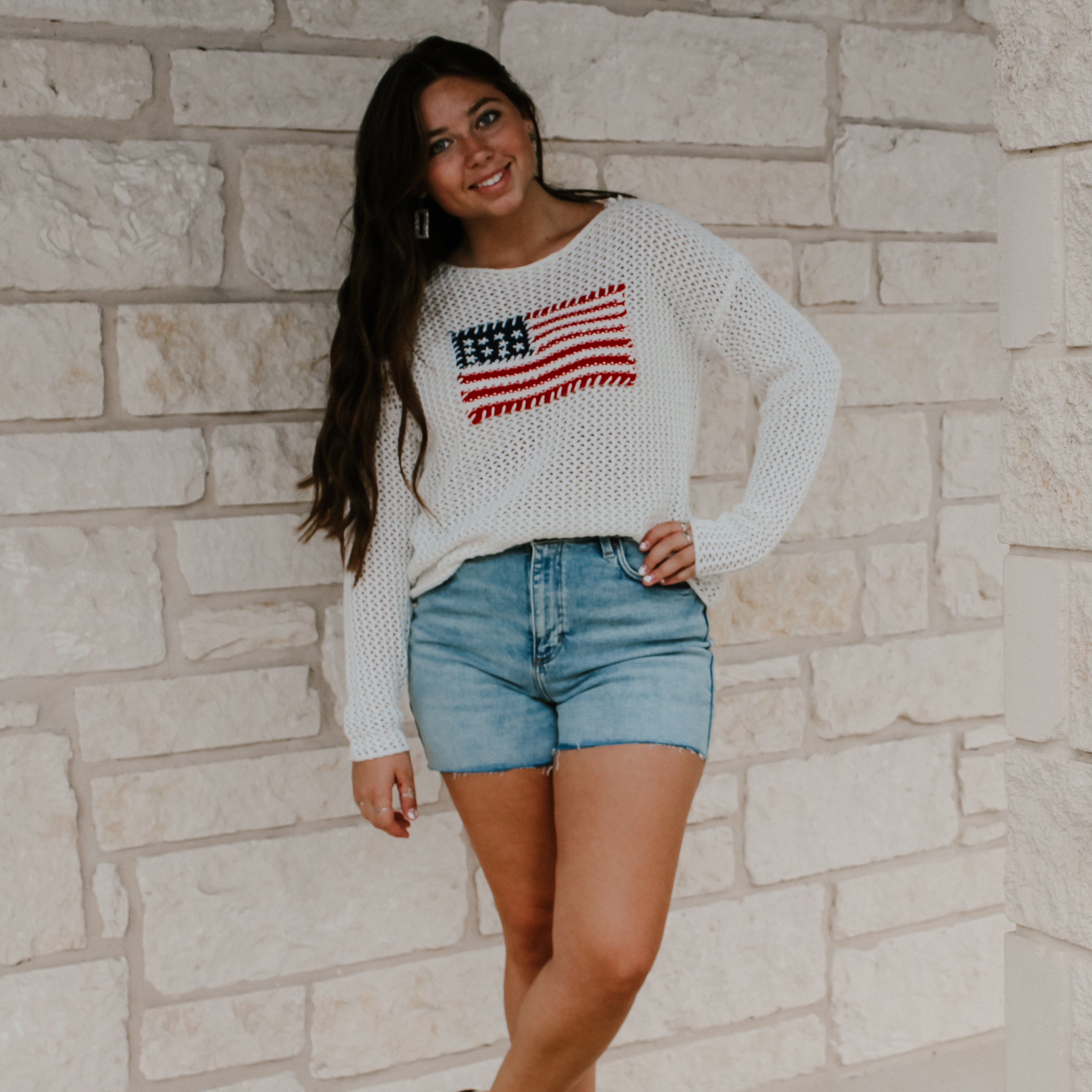 Flag Open Knit Sweater