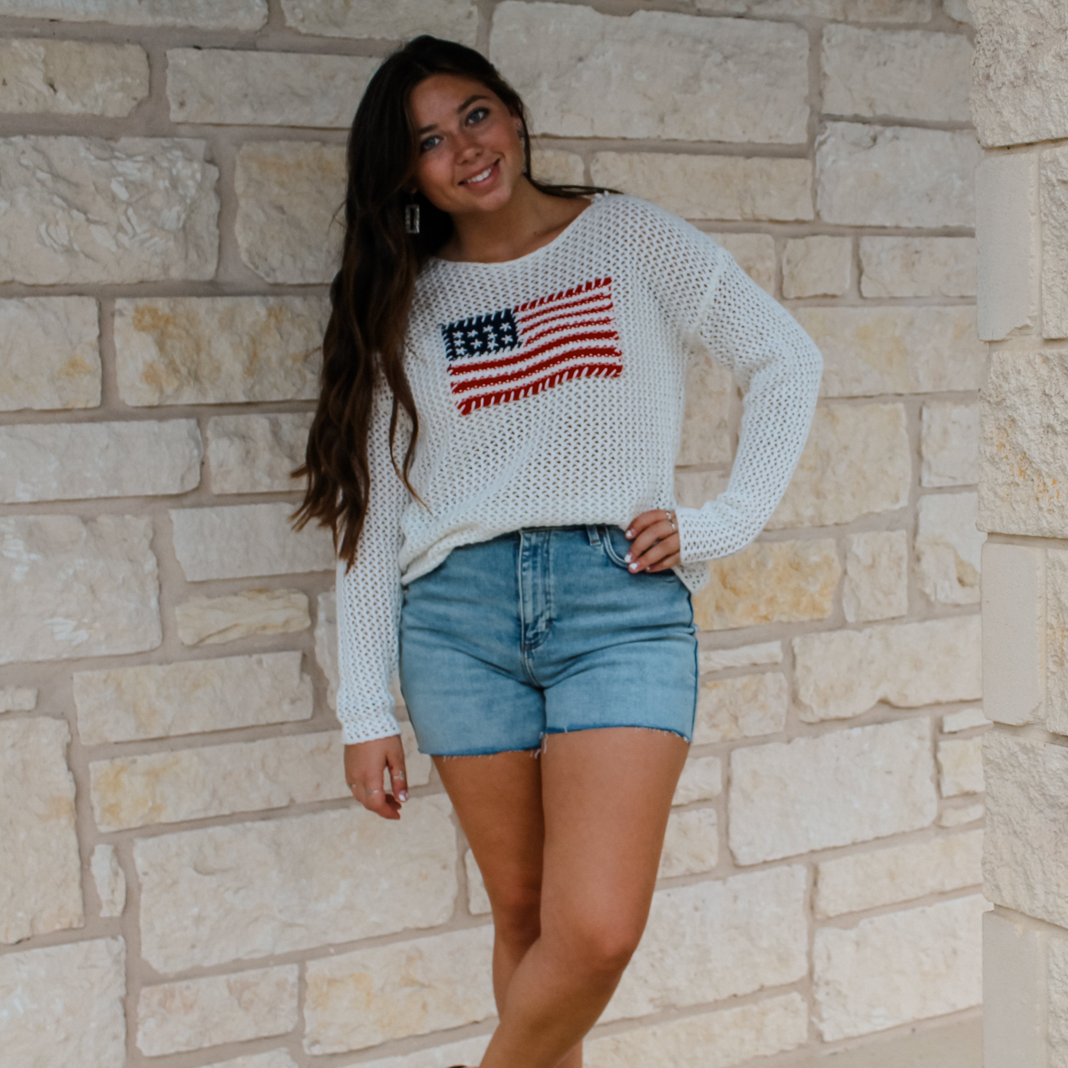 Flag Open Knit Sweater