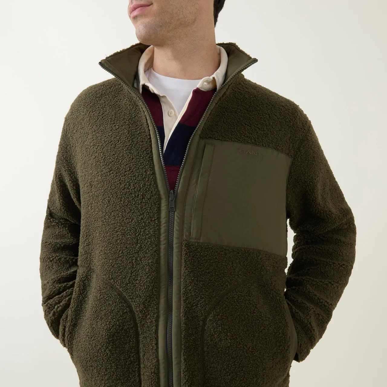 GANT Reversible Fleece Jacket - Khaki