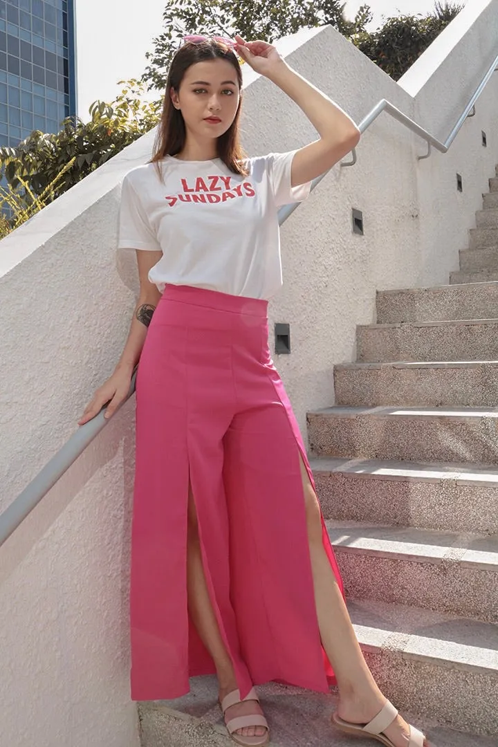 GET COSY SPLIT PANTS (BARBIE PINK)