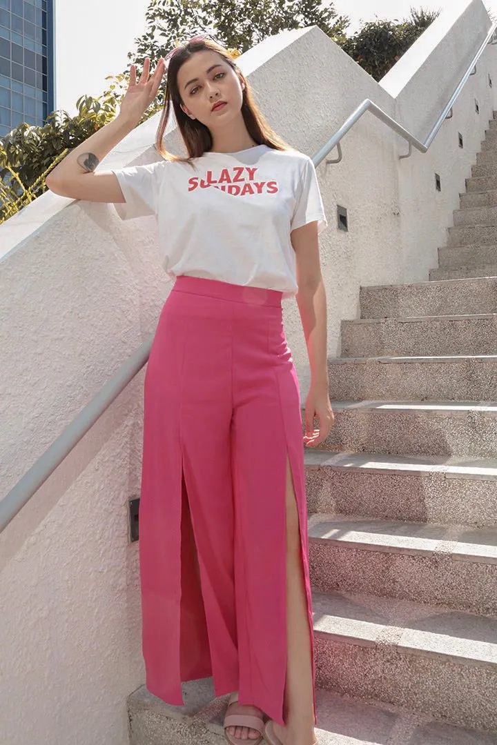 GET COSY SPLIT PANTS (BARBIE PINK)