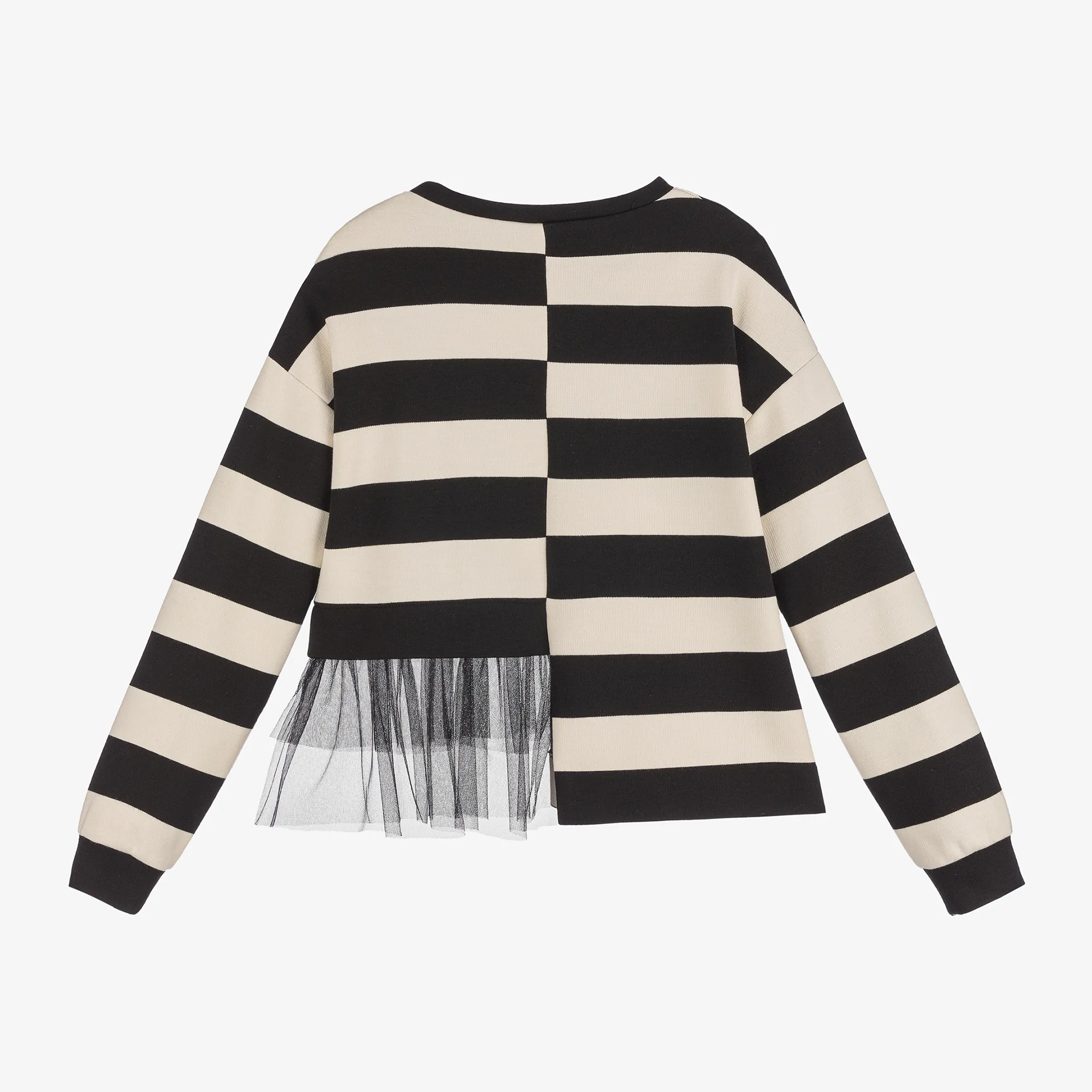 Girls Black Striped Sweater