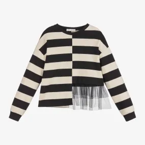 Girls Black Striped Sweater