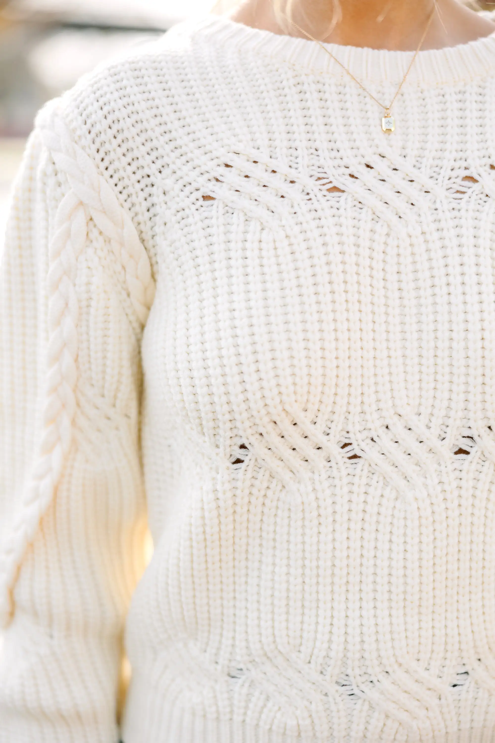 Good News Ivory White Cable Knit Sweater