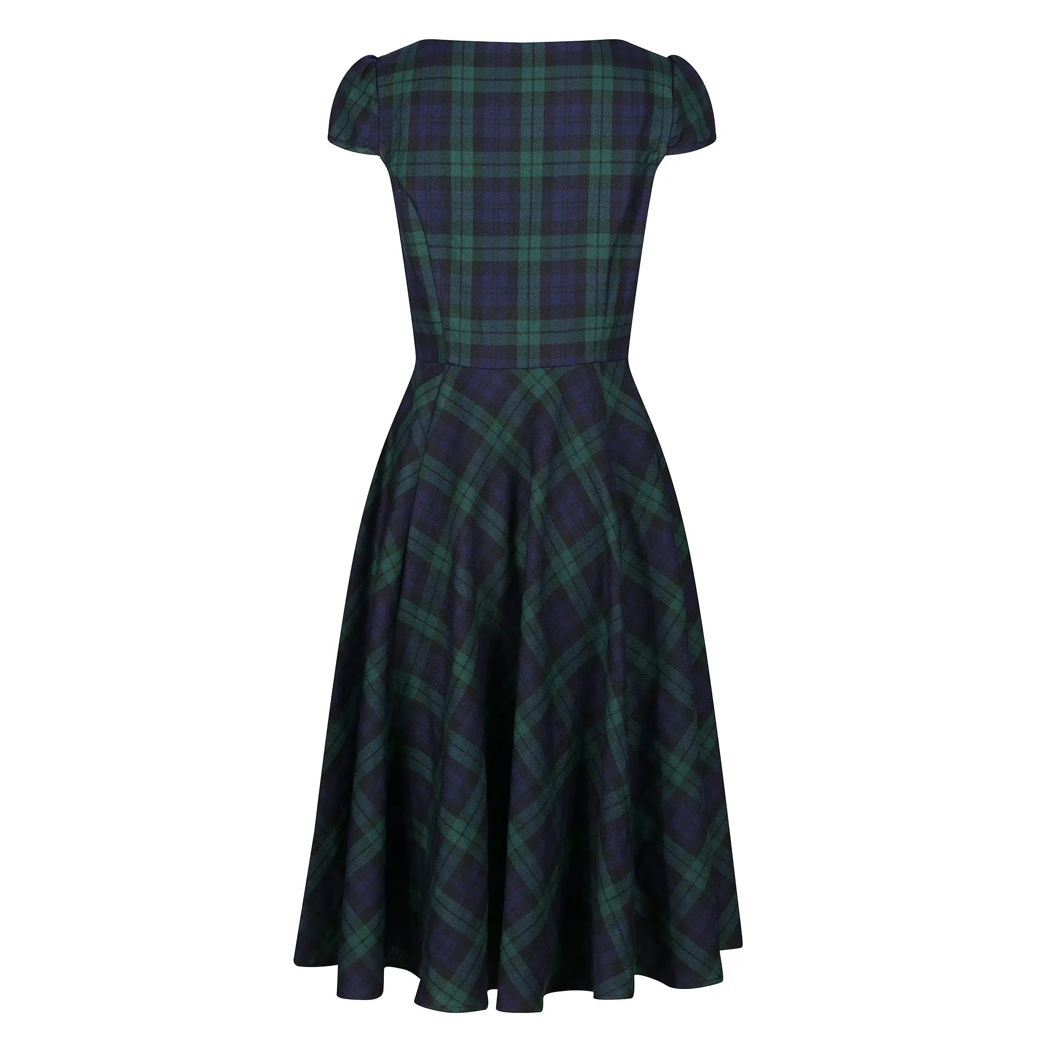 Green and Blue Woven Tartan Check Rockabilly Burns 50s Swing Dress