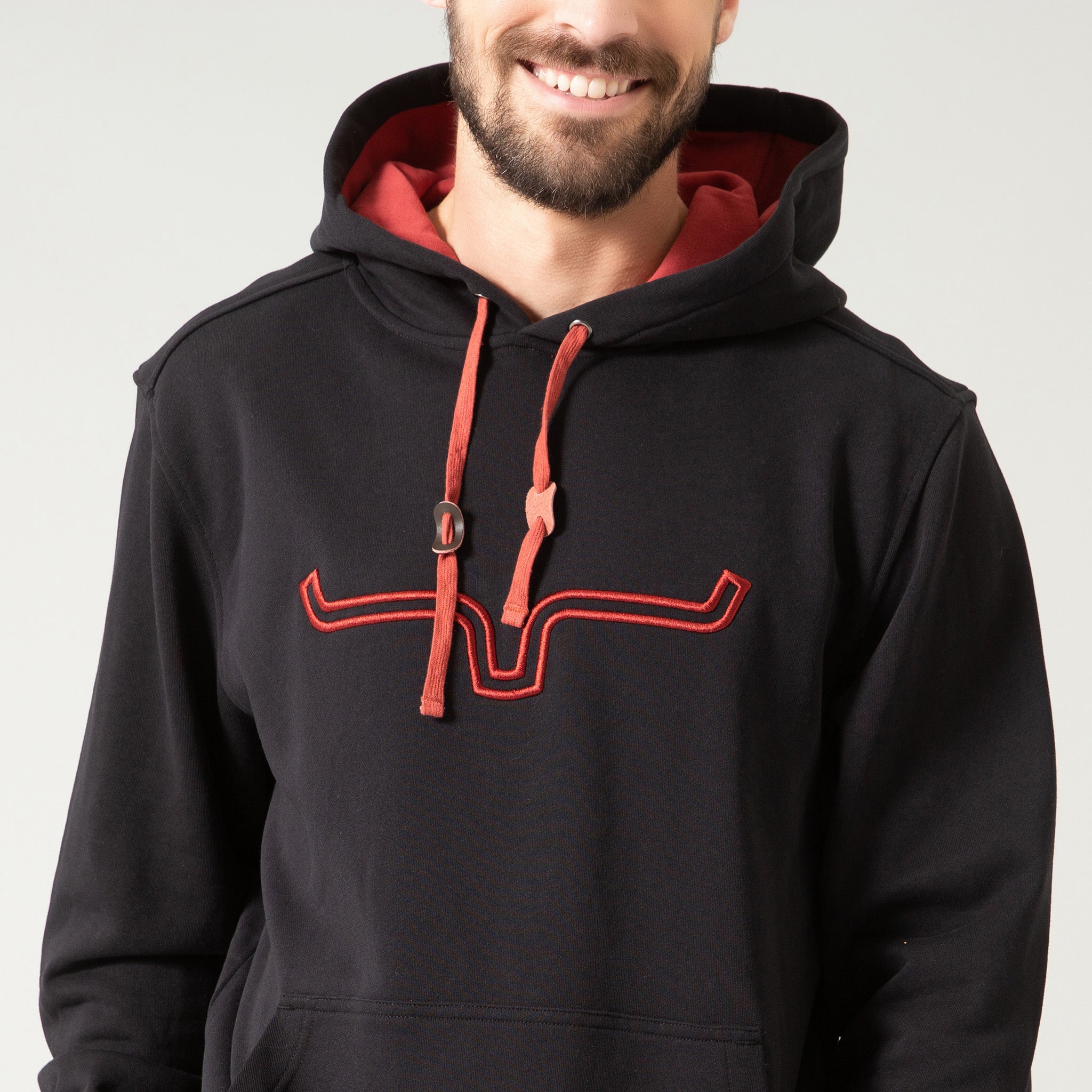 Kimes Ranch Men's Black Horns Logo Hoodie