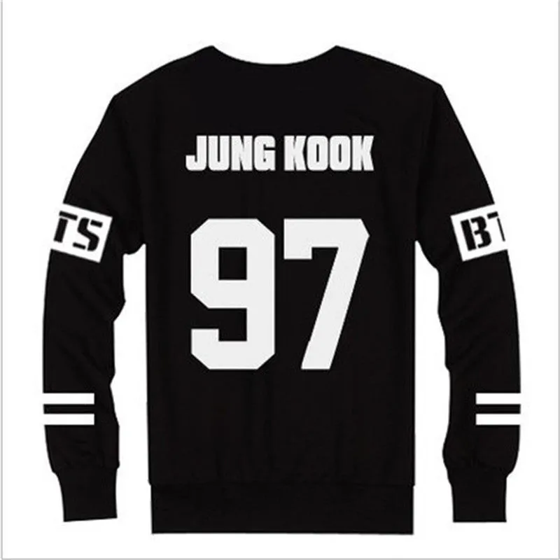 Kpop BTS Bangtan Boys JUNG KOOK JHOPE JIN JIMIN V SUGA Sweatshirt Suit Black Autumn long sleeve hoody Outerwears Clothing 70102 