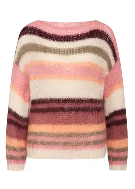 La Rouge Adona Knit Sweater - Cream and pink stripe