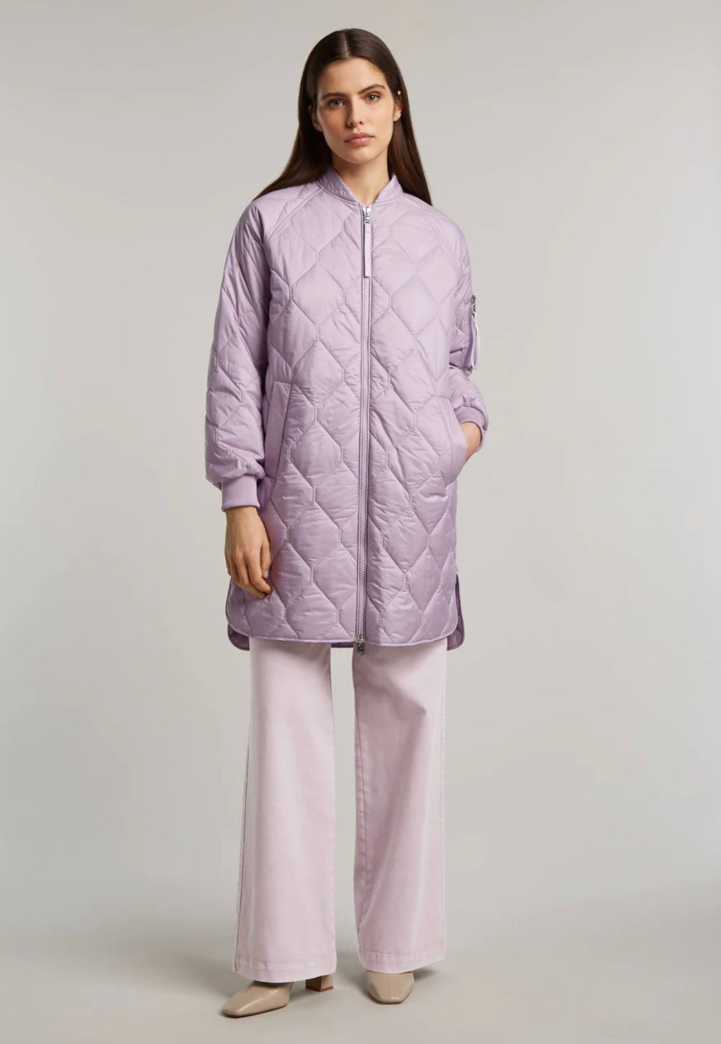 Lilac long Bomber Coat