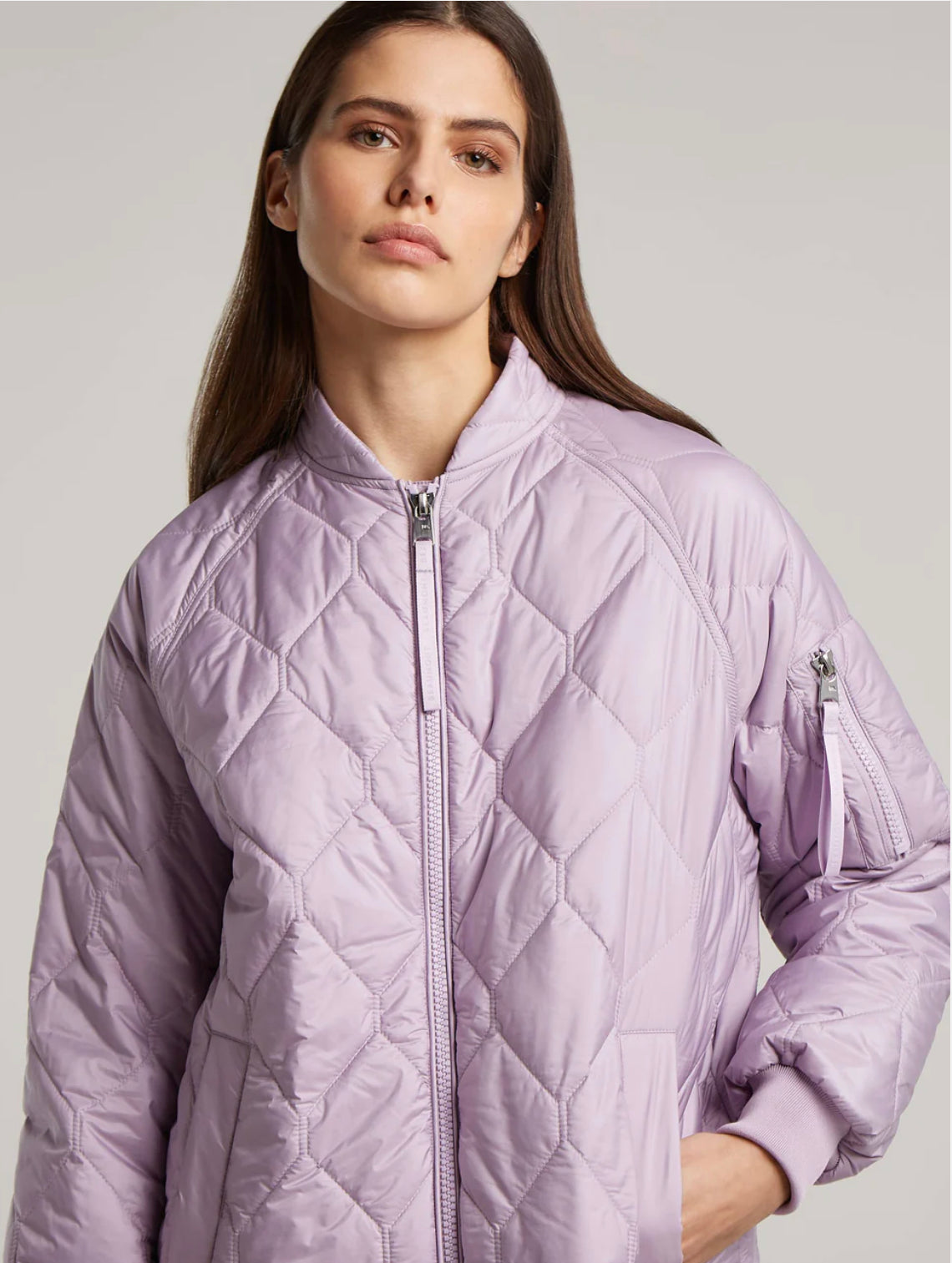 Lilac long Bomber Coat