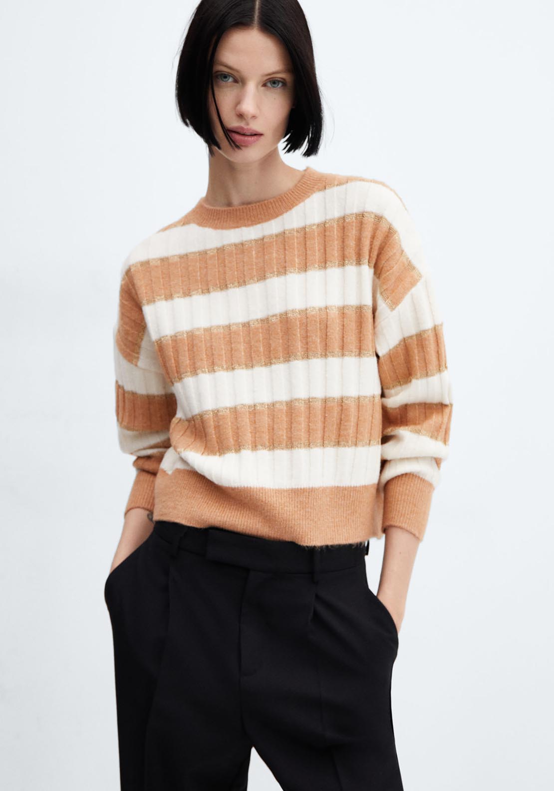 Lurex details striped sweater