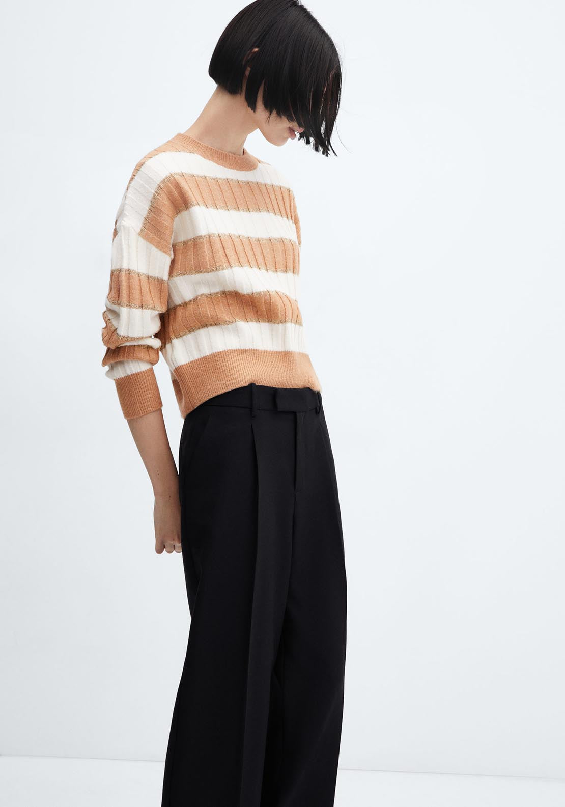 Lurex details striped sweater