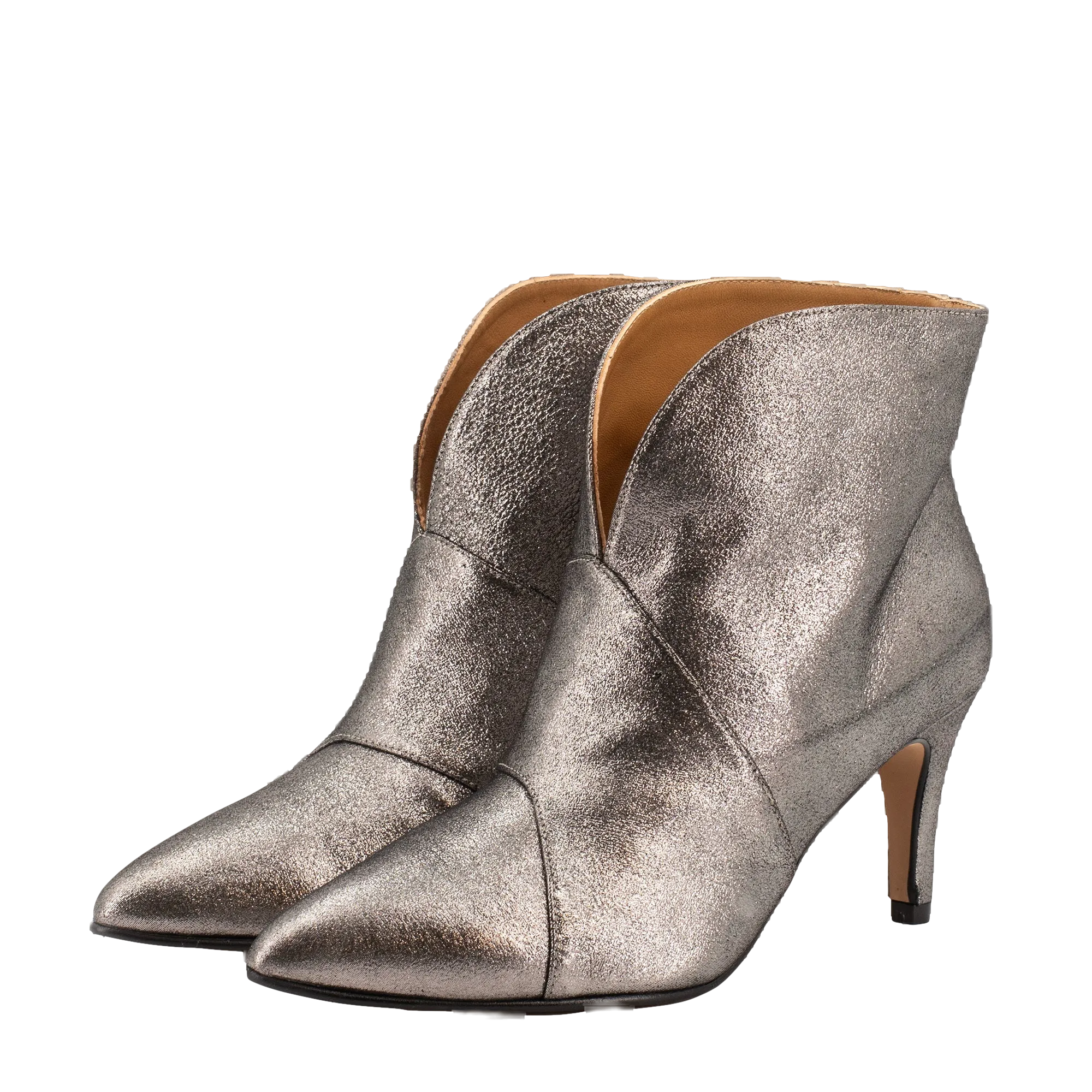 METALLIC LEATHER ANKLE BOOTS