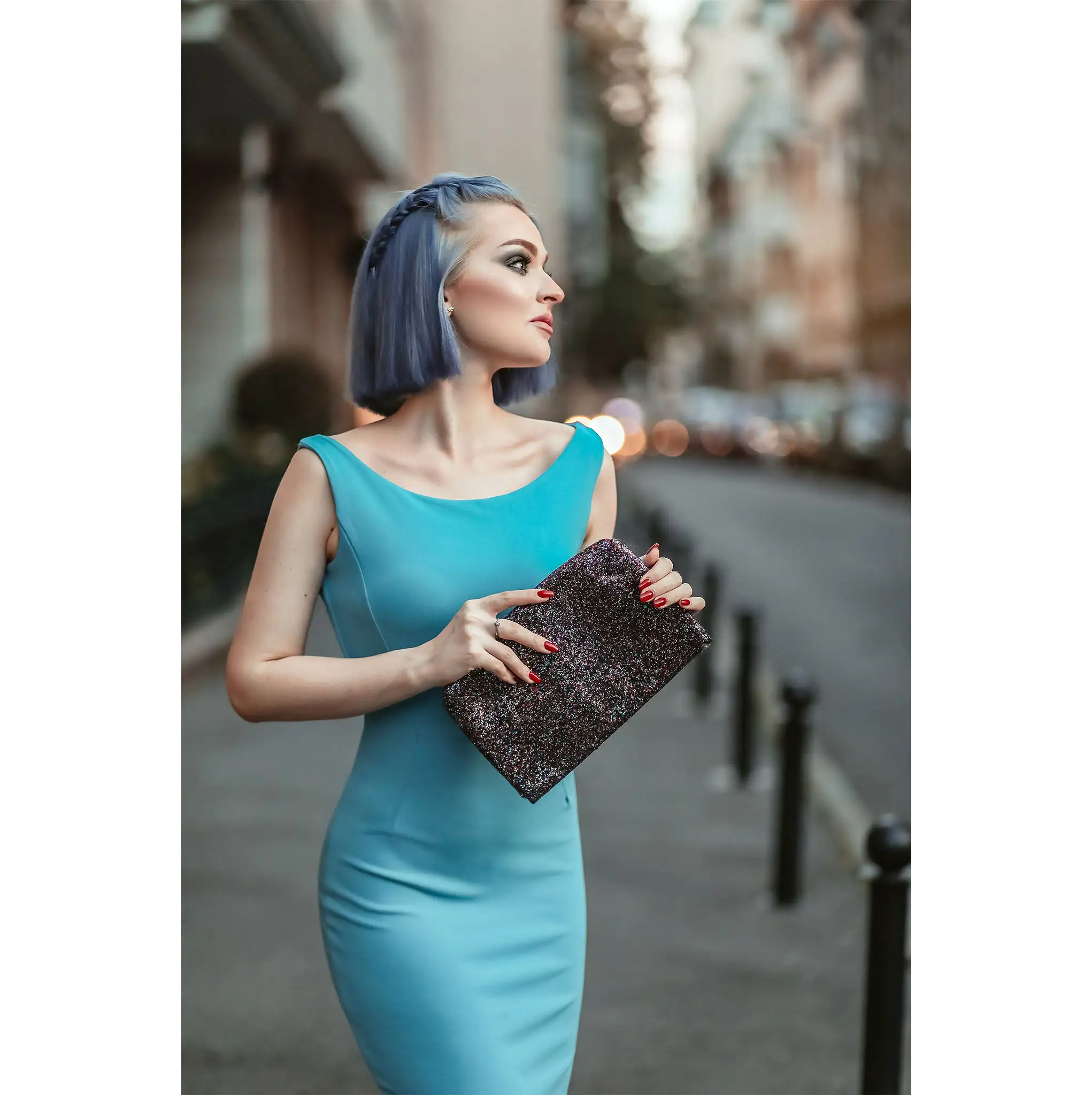 Mid Blue 40s Bodycon Sleeveless Hollywood Wiggle Dress