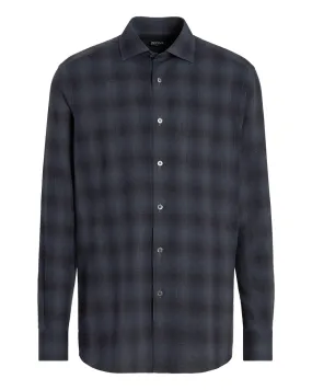 Navy Blue and Black Checked Cashco Sportshirt