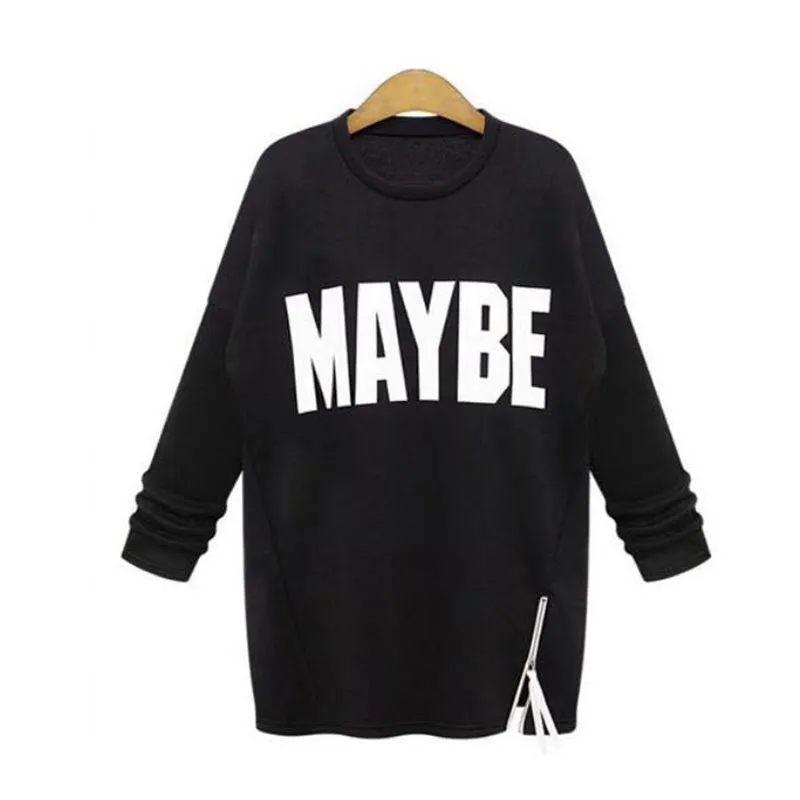 New Outerwear Thick Full Female O-neck Coat Oblique Zipper Letter Printed High Quality Pullovers 70221 GS