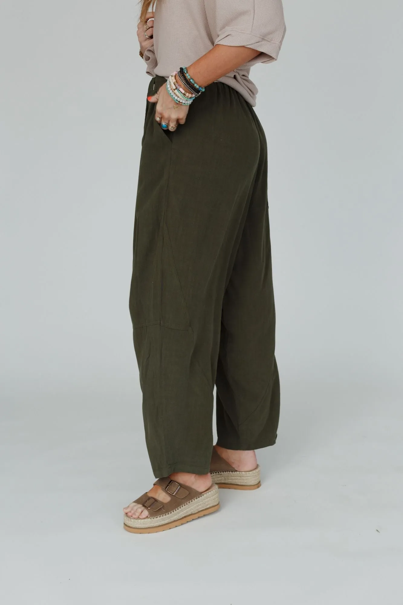 Nomadic Nature Drawstring Harem Pants - Moss