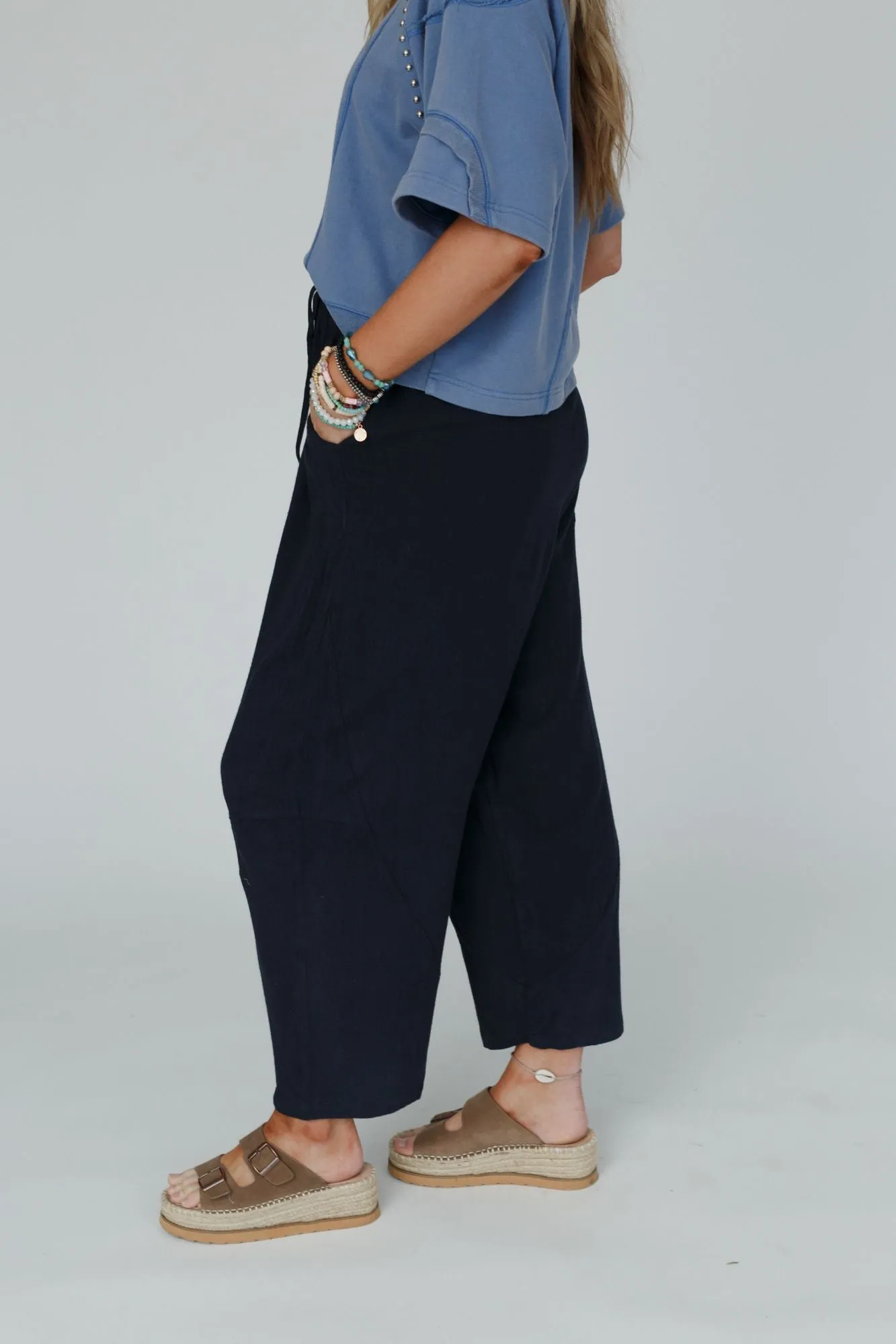 Nomadic Nature Drawstring Harem Pants - Navy