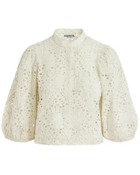 Off White Fuddie Eyelet Puff Sleeve Blouse