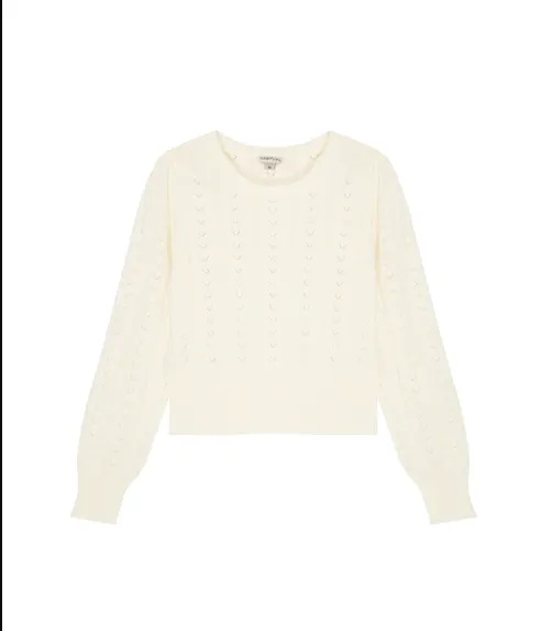 Off White Pointelle Knit Sweater