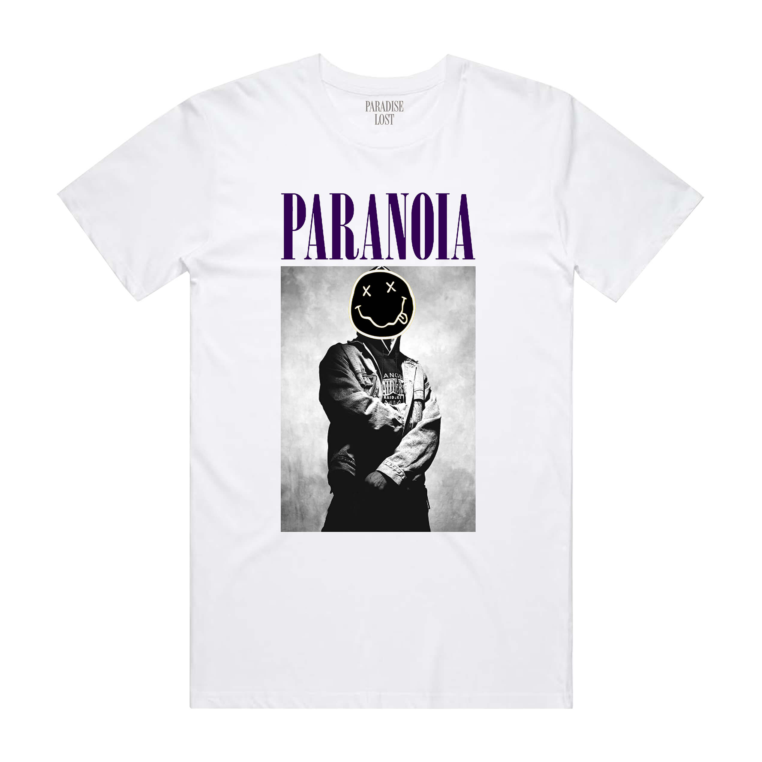 PARANOIA TEE WHT/PURP