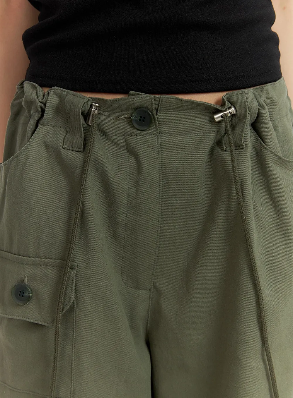 Pintuck Baggy Cargo String Pants CF429