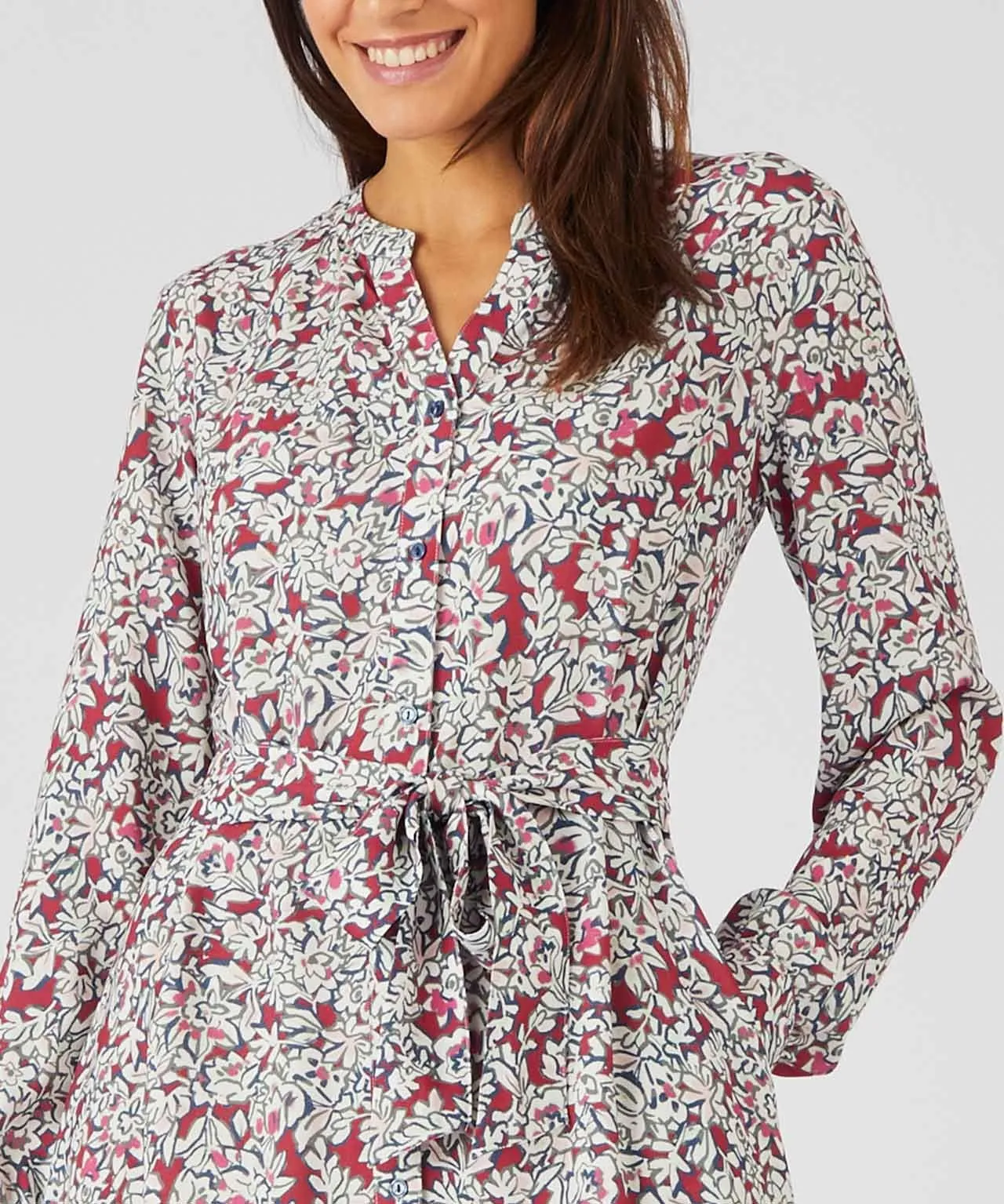 Printed Flared Button-front Dress