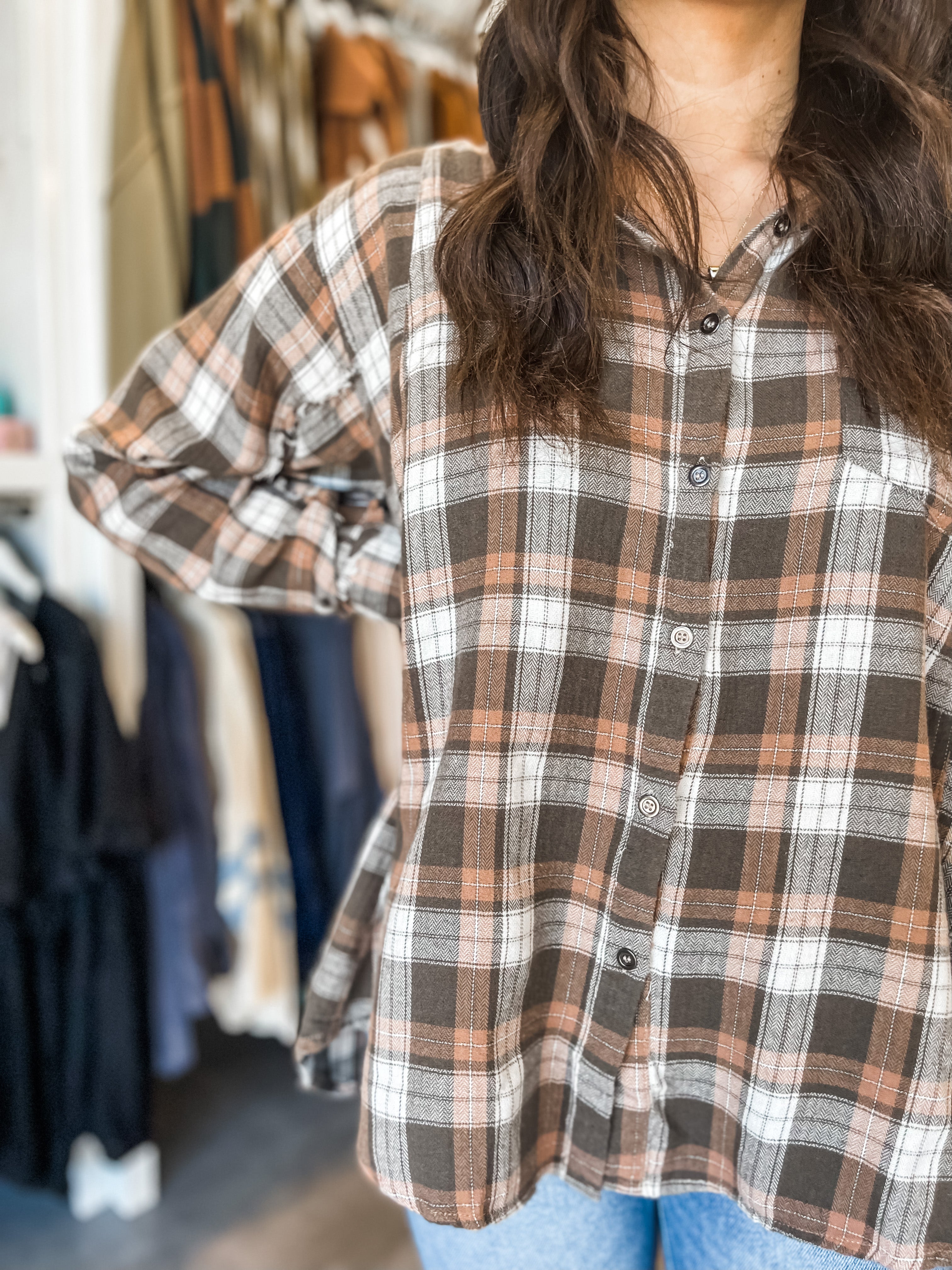 Pumpkin Cream Plaid Shirt