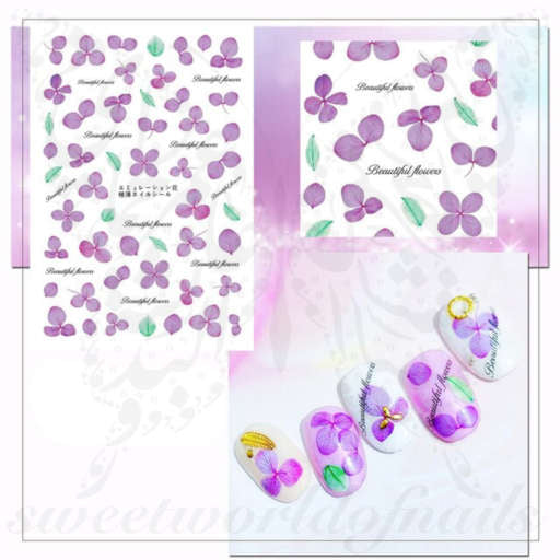 Purple Flower Nail Art Nail Stickers